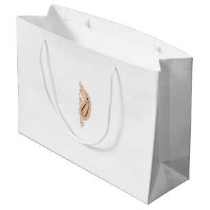 a drawing of a flower with leaves on it large gift bag