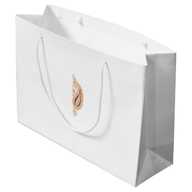 a drawing of a flower with leaves on it large gift bag (Back Angled)