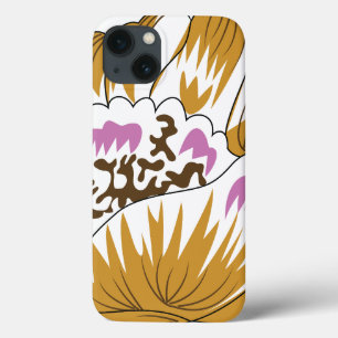 a drawing of a flower with pink and white petals iPhone 13 case