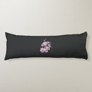 a drawing of a plant with purple flowers body pillow