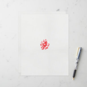 a drawing of a red flower on a white background