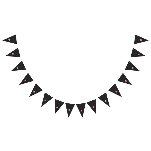 a drawing of a red flower on a white background bunting flags (All)