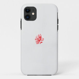 a drawing of a red flower on a white background iPhone 11 case