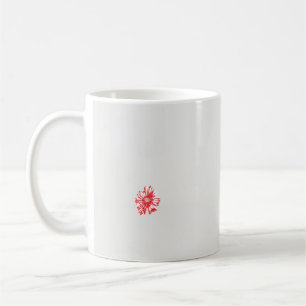 a drawing of a red flower on a white background coffee mug