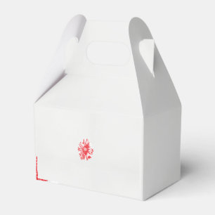 a drawing of a red flower on a white background favor box