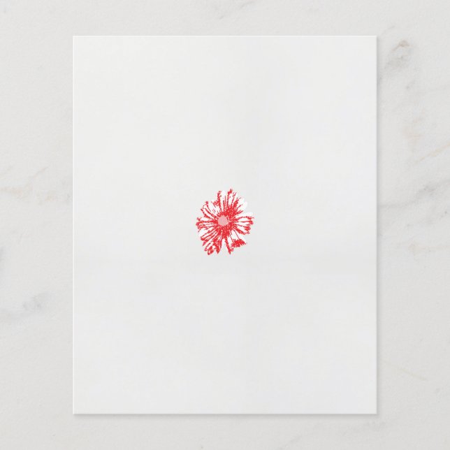 a drawing of a red flower on a white background flyer (Front)