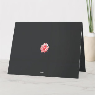 a drawing of a red flower on a white background thank you card