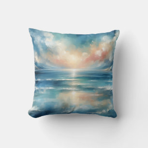 a dream of ocean with sunset colorful throw pillow