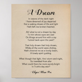 A Dream Poem by Edgar Allan Poe Vintage Poster