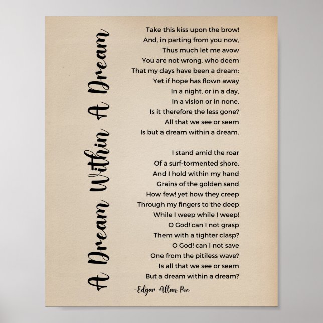 A Dream Within A Dream Poem Vintage Poster (Front)