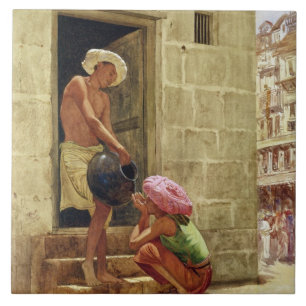 A Drink on the Way, 1876 (w/c on paper) Tile