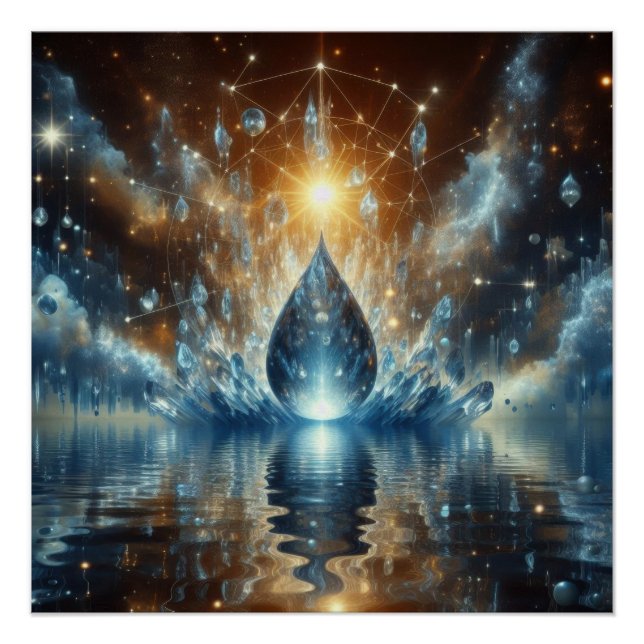 A Drop Of Pure Clean Water On A Blue Lake Poster (Front)