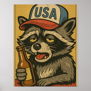 A DRUNK RACCOON WALKS INTO A BAR-6 POSTER