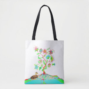 A duck and a tree of life tote bag