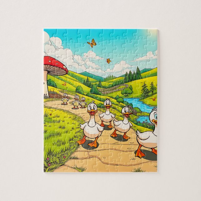 A duck family jigsaw puzzle (Vertical)