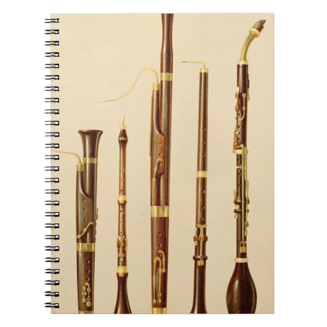 A dulcian, an oboe, a bassoon, an oboe da caccia a notebook (Front)