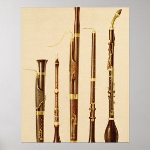 A dulcian, an oboe, a bassoon, an oboe da caccia a poster