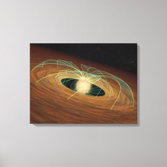 A dusty planet-forming disc in orbit canvas print (Front)