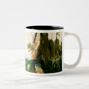 A Dutch Merchant Ship off a Rocky Coast Two-Tone Coffee Mug