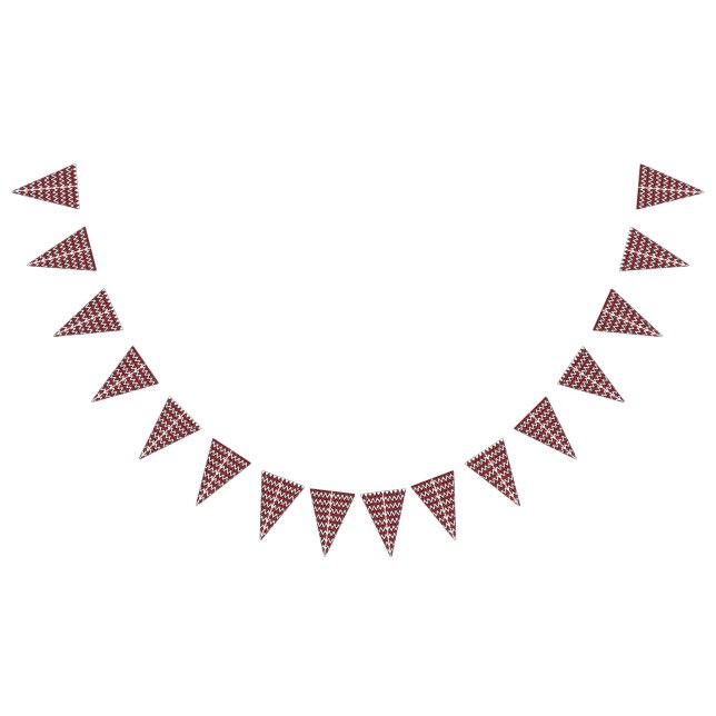 A dynamic chevron pattern in red and black, featur bunting flags (All)