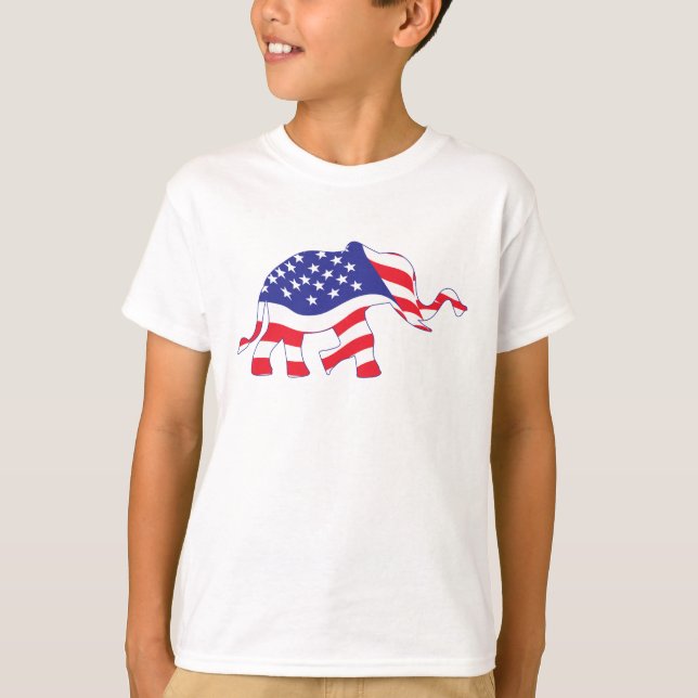 A elephant made in the USA Flag T-Shirt (Front)