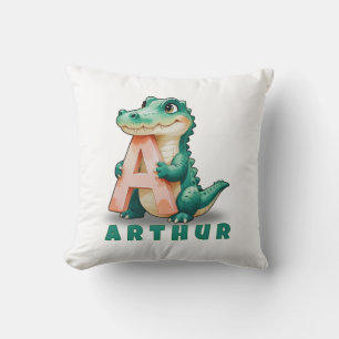 A est pour Alligator - Coussin personnalisé de nom