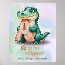 A est pour Alligator - Poster pour enfants (numéri