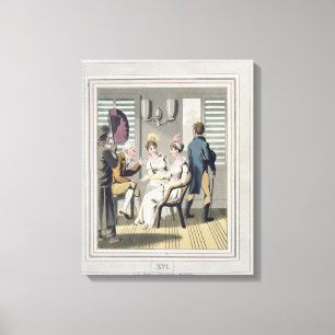 A European Lady, attended by a servant, using a ha Canvas Print
