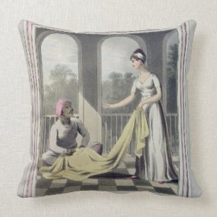 A European Lady giving instructions to her Durzee, Throw Pillow