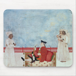 A European Seated on a Terrace with Attendants Mouse Pad