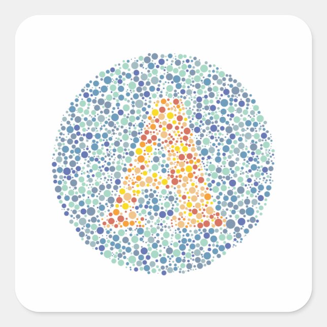 “A” Eye Test Letter Square Sticker (Front)