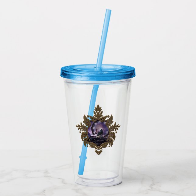 A fairy and a dark wolf  acrylic tumbler (Back)