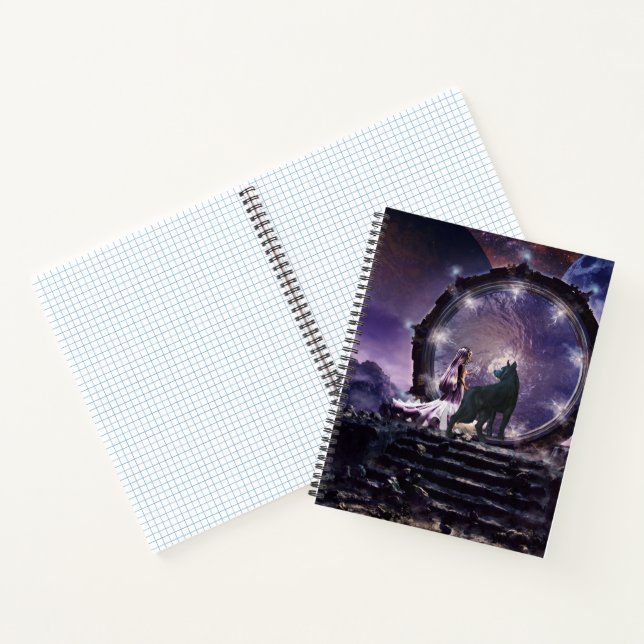 A fairy and a dark wolf  notebook (Inside)