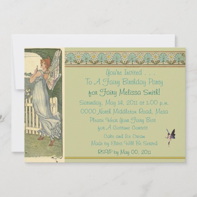 A Fairy Birthday Party Invitation (Front)