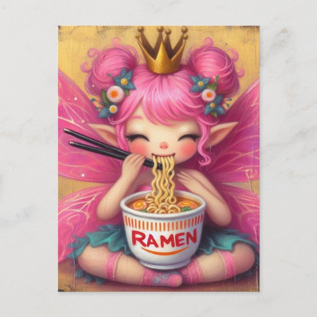 A Fairy Eating Ramen Postcard (Front)