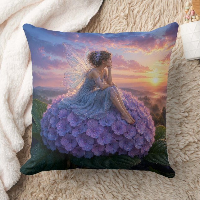 A Fairy Greeting the Dawn  Throw Pillow (Blanket)