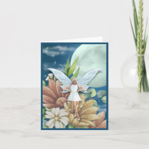 A Fairy in the Garden at Night 4"x5.6"  Note Card