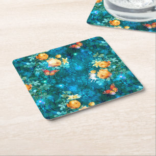 A Fairy in the Garden Series Design 11 Square Paper Coaster