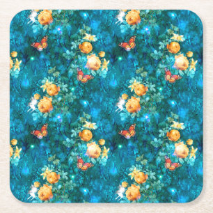 A Fairy in the Garden Series Design 11 Square Paper Coaster
