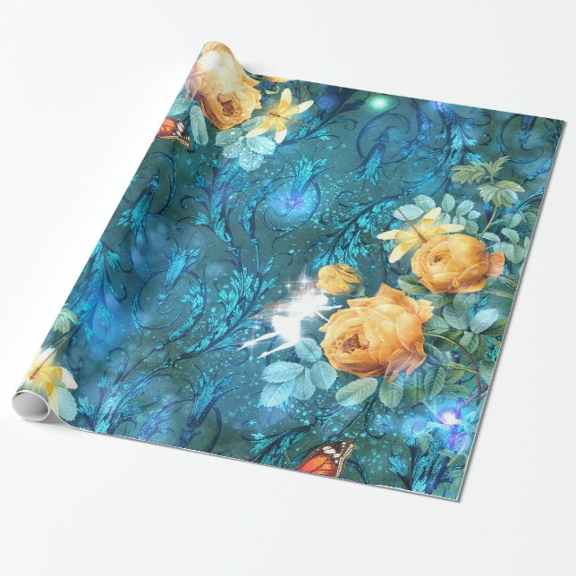 A Fairy in the Garden Series Design 11  Wrapping Paper (Unrolled)
