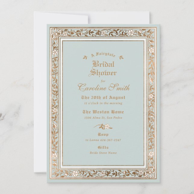A Fairytale Pale Blue Bridal Shower Invitation (Front)