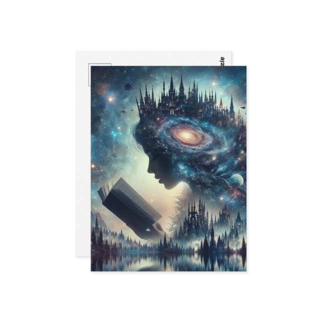 A Fairytale Queen Reading Postcard (Front/Back In Situ)