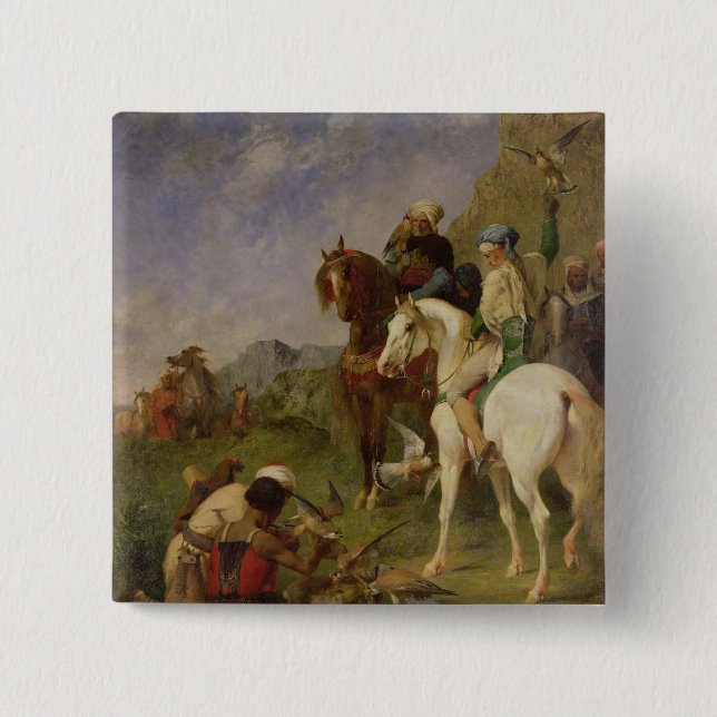 A Falcon Hunt in Algeria 2 Inch Square Button (Front)