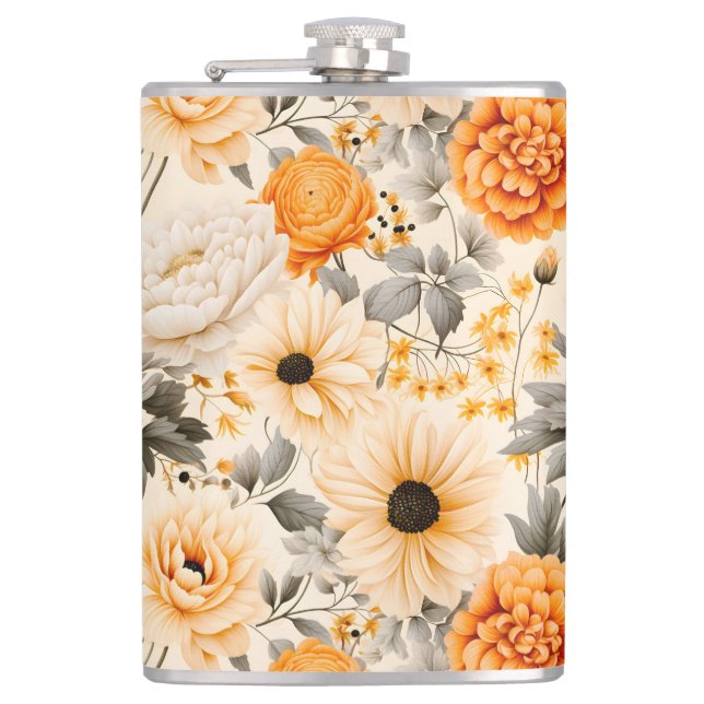 A Fall Floral Series Design 1 Hip Flask (Front)