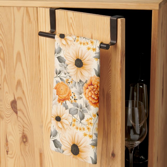 A Fall Floral Series Design 1 Kitchen Towel (Thirds Fold)