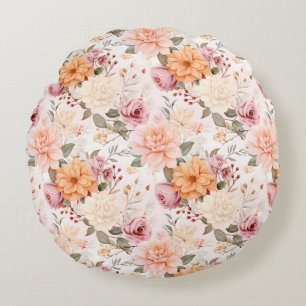 A Fall Floral Series Design 2 Round Pillow