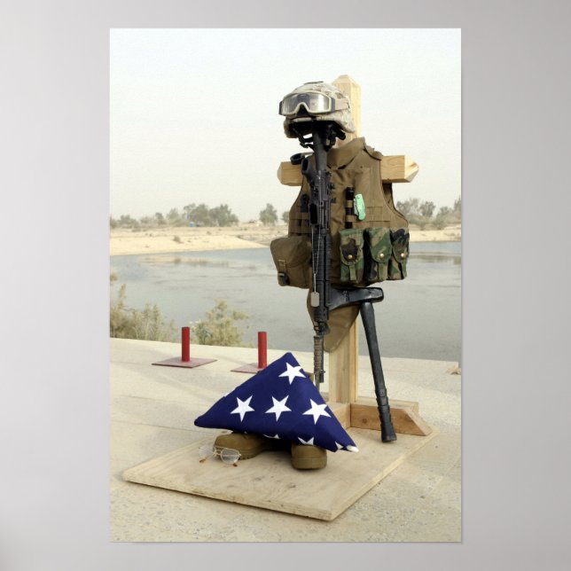 A fallen soldiers gear display poster (Front)