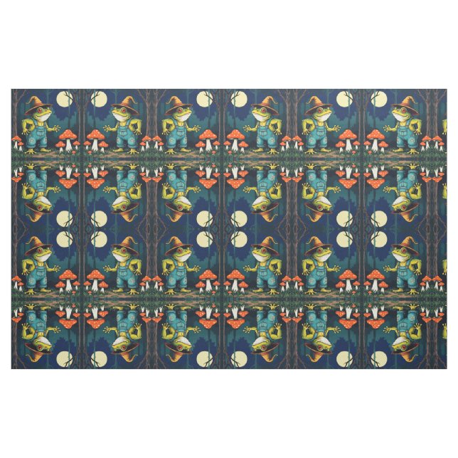 A Familiar Toad Witch Foraging At Night Fabric (Fat Quarter)