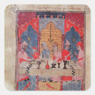 A family gathered at the table for Passover Square Sticker