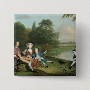 A family of Anglers, 1749 2 Inch Square Button